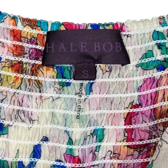 NWT Hale Bob Tiered Babydoll Dress Sz.S Floral Chiffon Flatter Sleeve Romantic - Picture 6 of 15